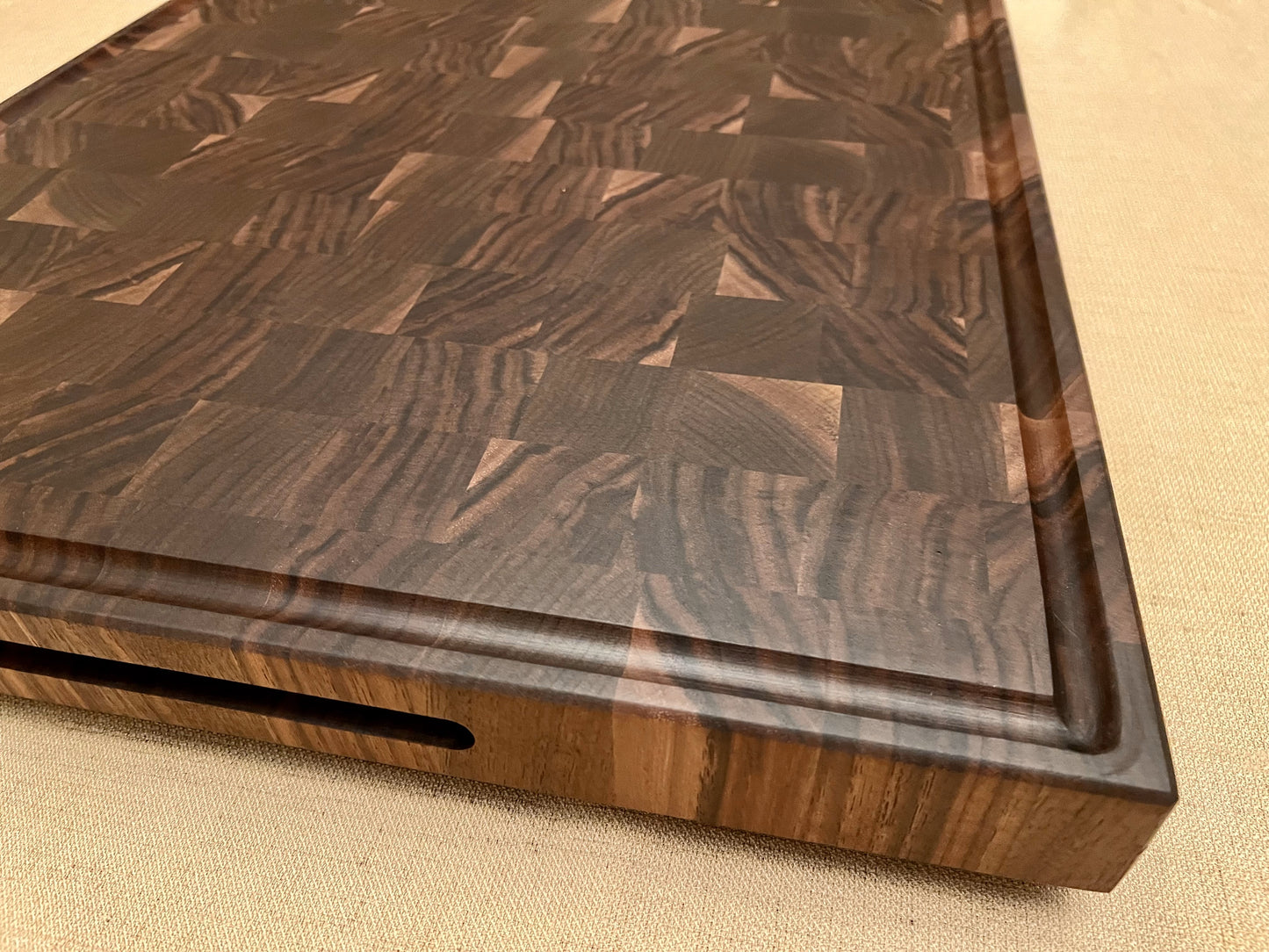 Chefs cutting board is made from walnut end grain. Personalized butcher block board for birthday, wedding, holiday gift, chefs gift.