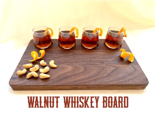 Handcrafted and engraved whiskey flight board. Engraved with whiskey rules like whiskey business. Personalized gift for him for home bar. 