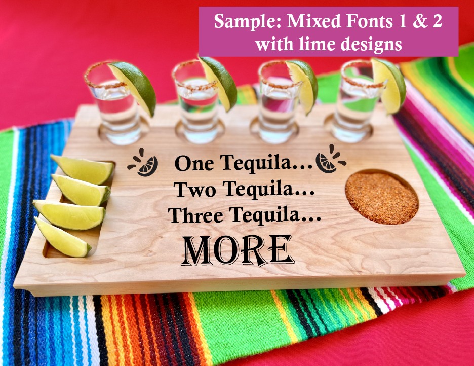 Tequila shot gift. Serve your Tequila Shots on your own personalized Tequila Shot Board! Personalized and engraved to include first name(s) or last name. Perfect gift for the tequila drinker on your shopping list! Personalized wood tequila shot bar.