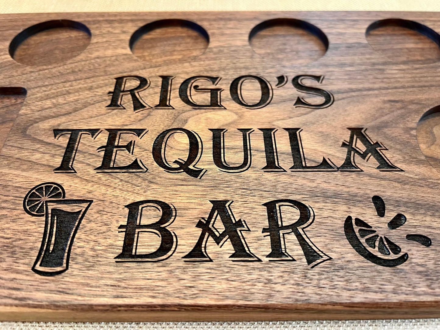 Personalized and engraved tequila bar gift for him.  Personalized tequila gift can include first name or last name.