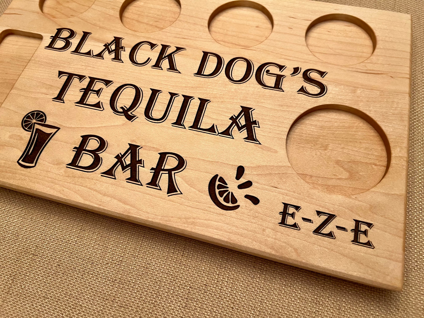 Personalized barware for him, personalized tequila barware is a shot board with first name personalized.  Perfect gift for birthday, retirement, engagement, as a grooms gift, graduation gift. 